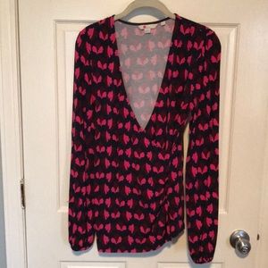 Boden Elodie Wrap top size 8 in pink and navy